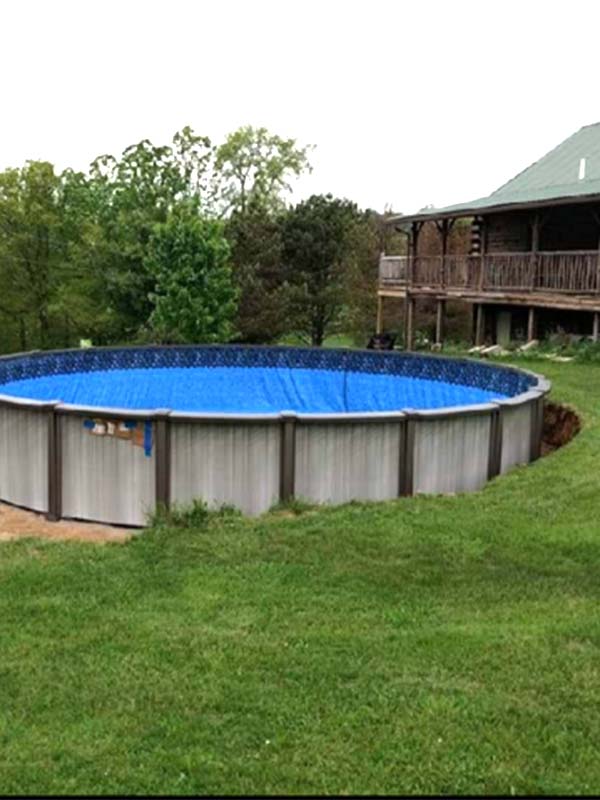 Completed above-ground pool installation